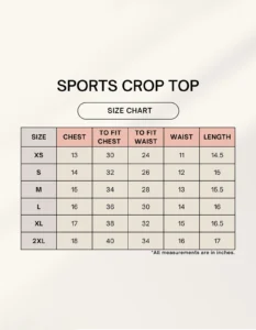 Sports Bra Size Chart