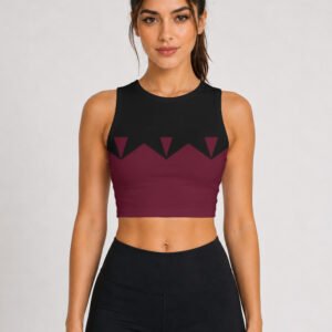 GymApe Black & Maroon Sports Crop Top